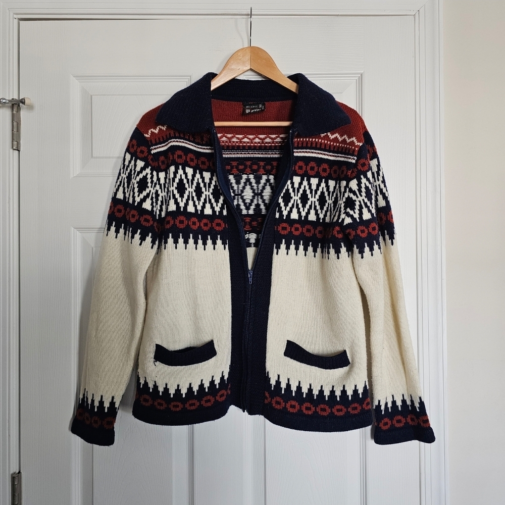 Vintage 60's / 70's Zip Up Sweater Size Medium - Picture 2 of 6